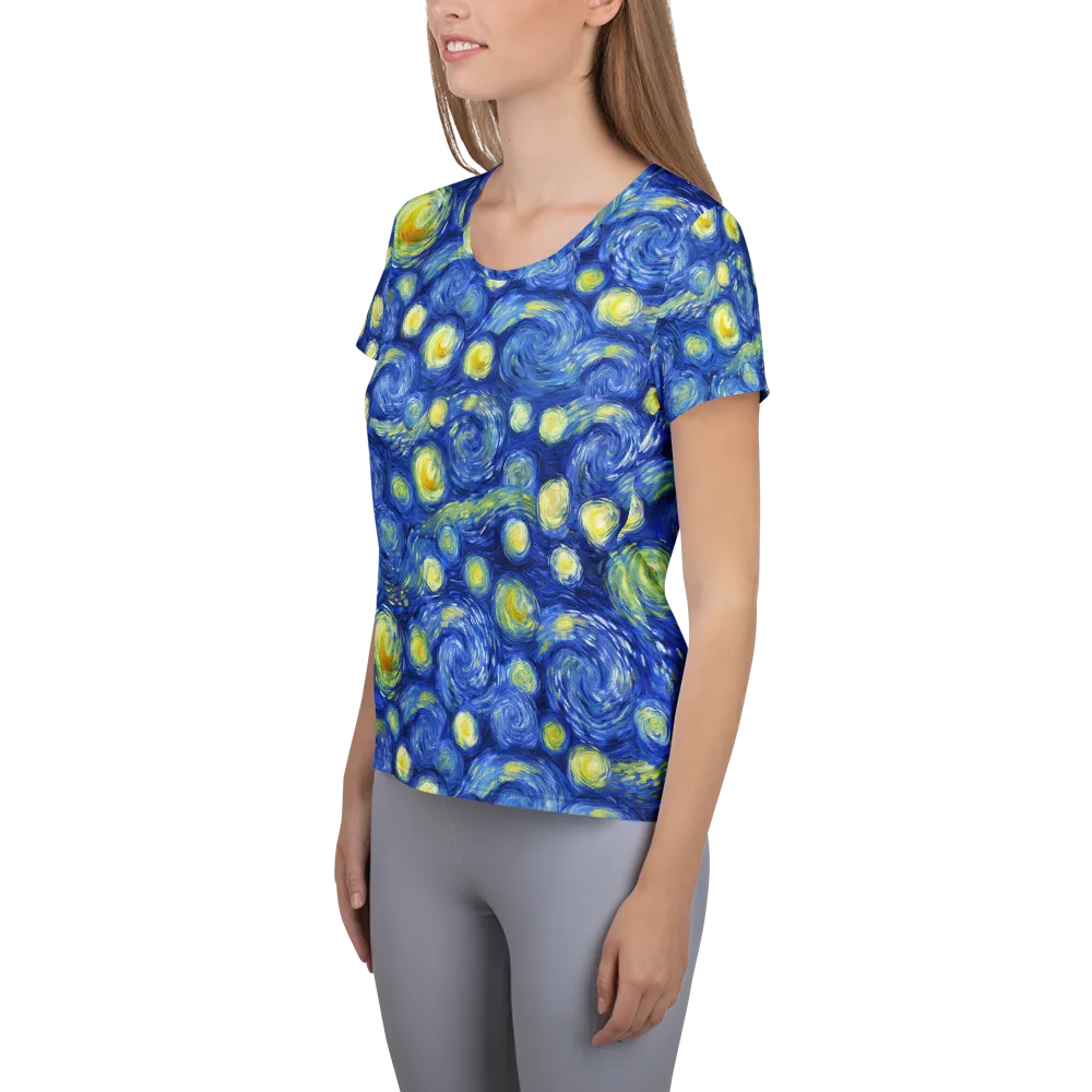 Cobalt Stardrift on Women's Athletic T-Shirt — Left