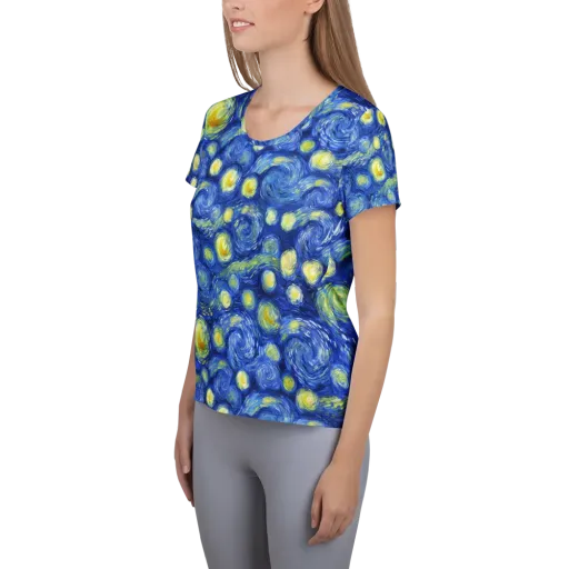 Cobalt Stardrift on a Women's Athletic T-Shirt