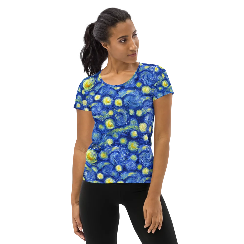 Cobalt Stardrift on Women's Athletic T-Shirt — Front