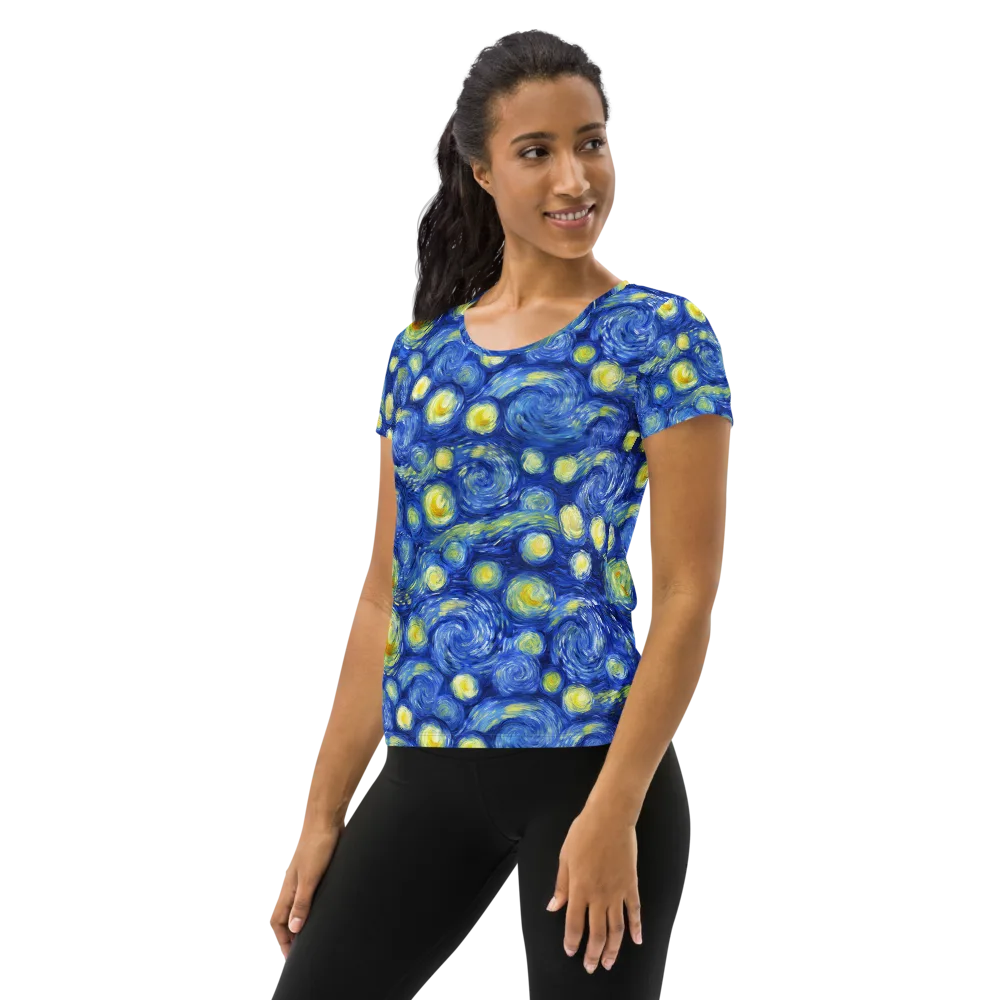 Cobalt Stardrift on Women's Athletic T-Shirt — Left