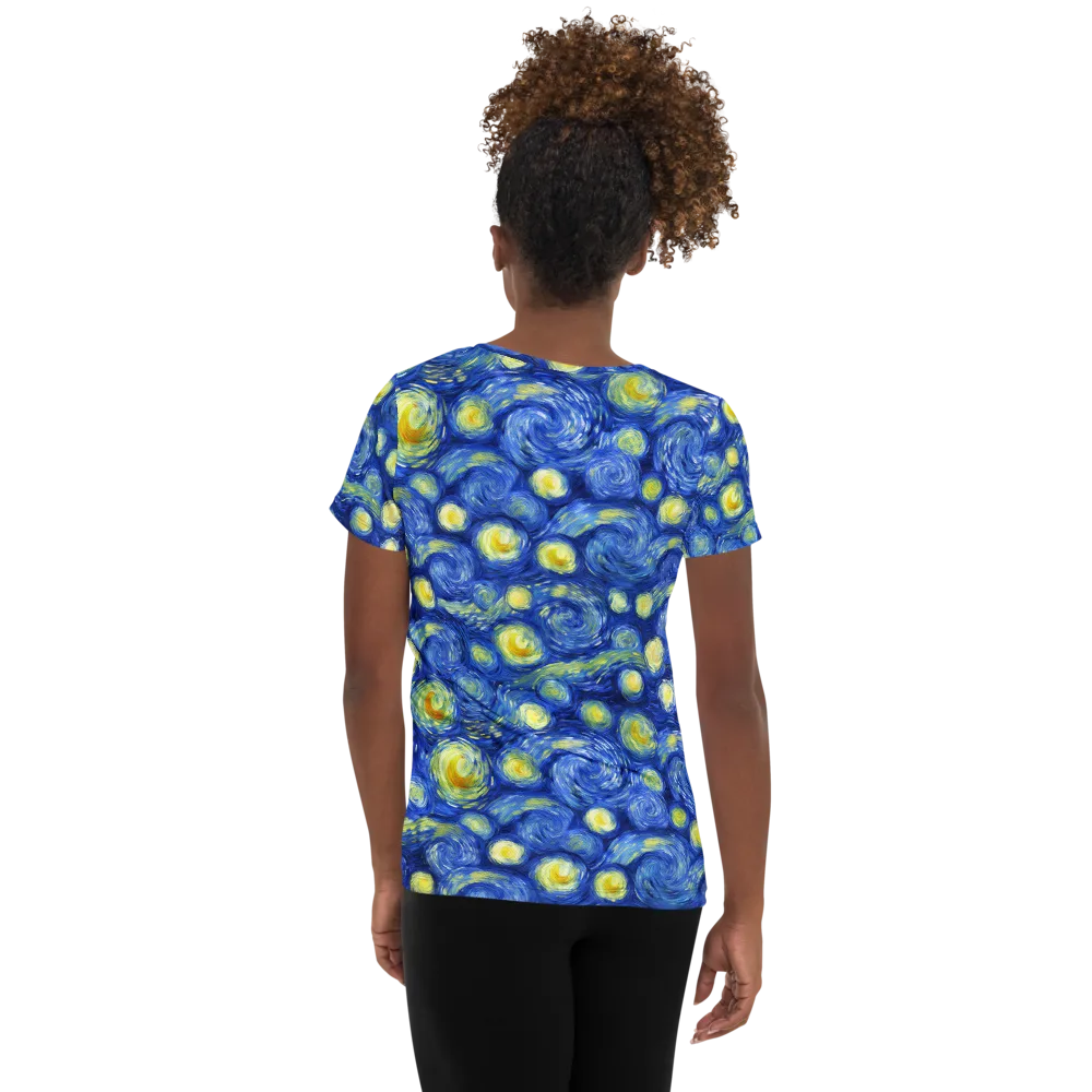 Cobalt Stardrift on Women's Athletic T-Shirt — Back