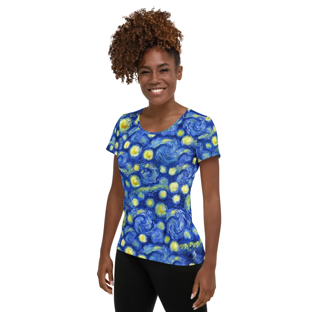 Cobalt Stardrift on Women's Athletic T-Shirt — Left