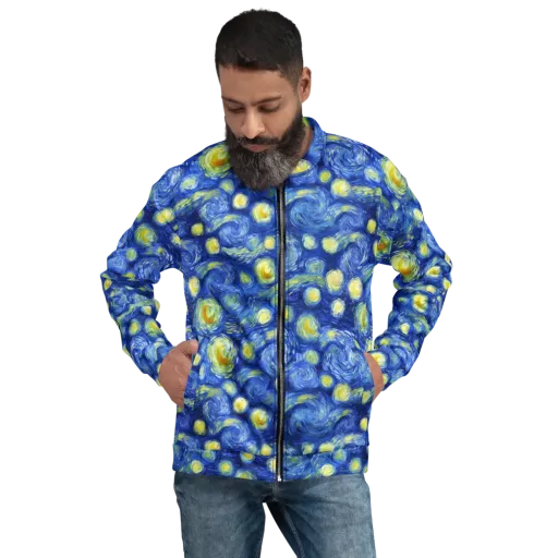 Cobalt Stardrift on a Bomber Jacket
