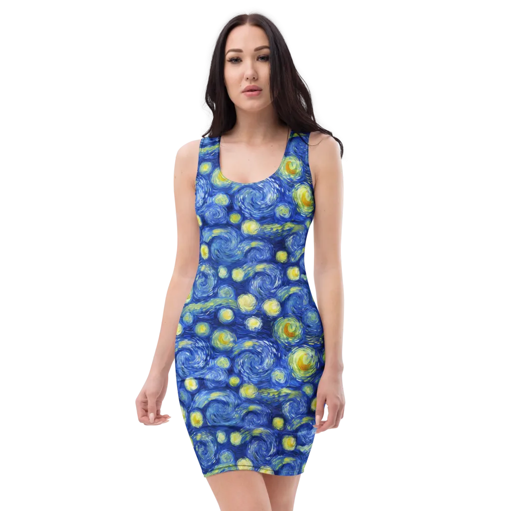 Cobalt Stardrift on Bodycon Dress — Front