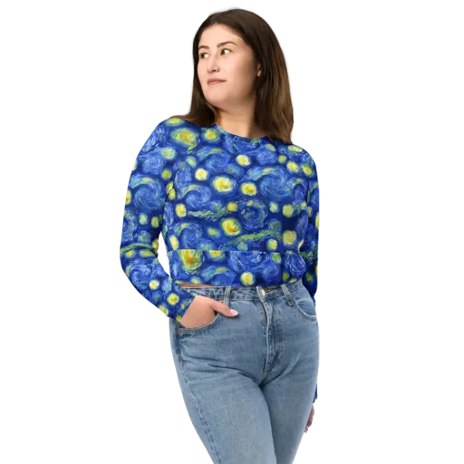 Cobalt Stardrift on a Long Sleeve Crop Top