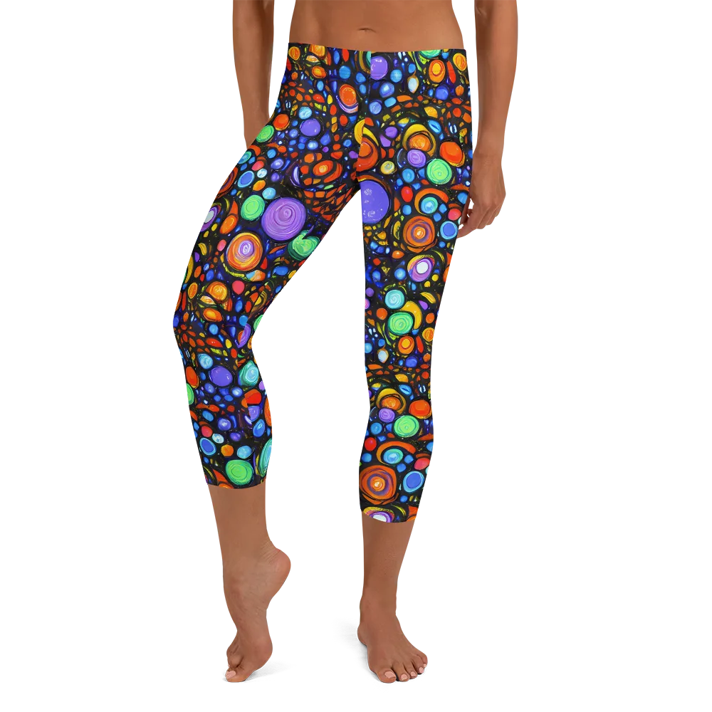 Psychedelic Constellation on Capri Leggings — Front