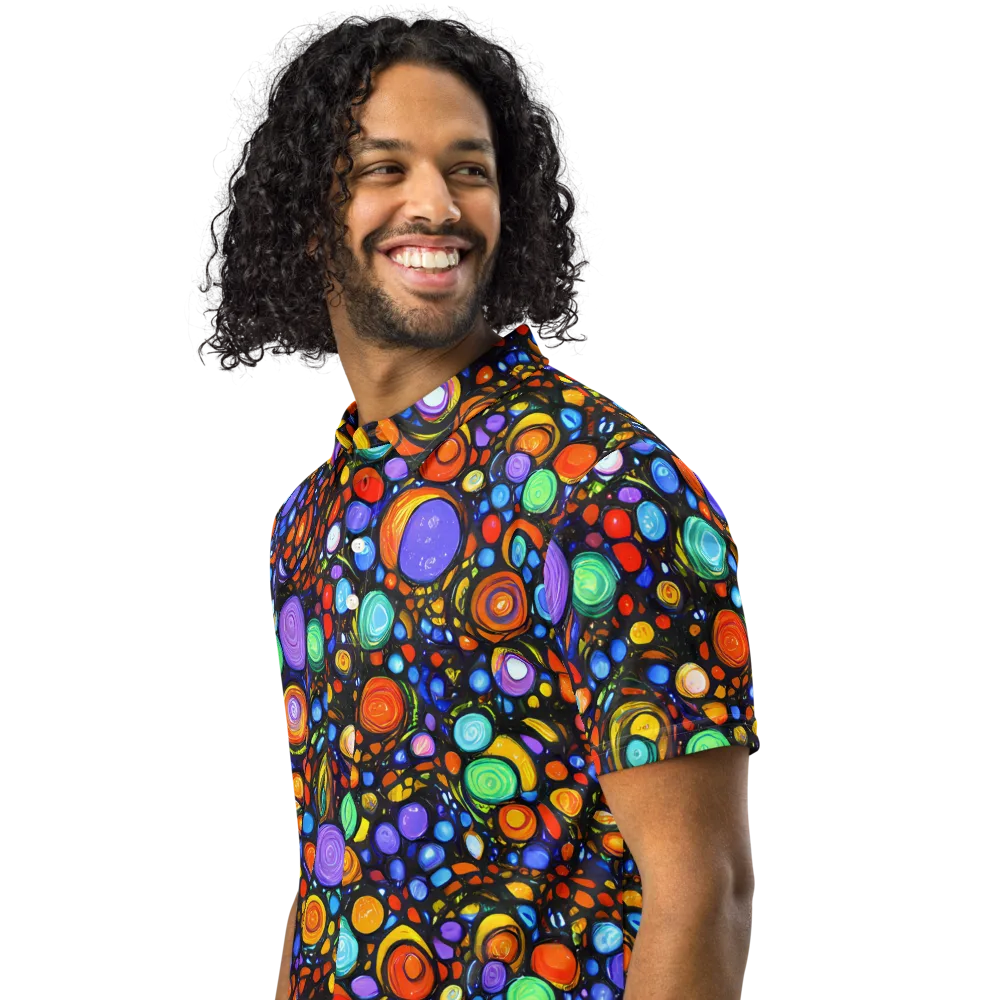 Psychedelic Constellation on Men's Slim Fit Polo Shirt — Left Front