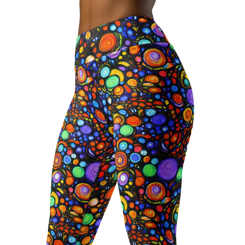 Psychedelic Constellation on Yoga Leggings — Left Front