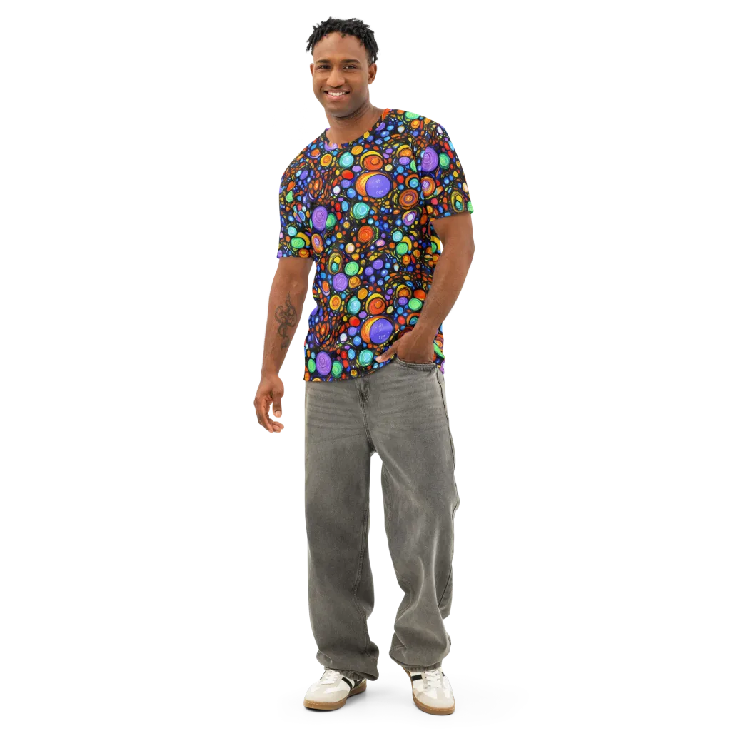 Psychedelic Constellation on Men's Cotton Crew Neck T-Shirt — Front