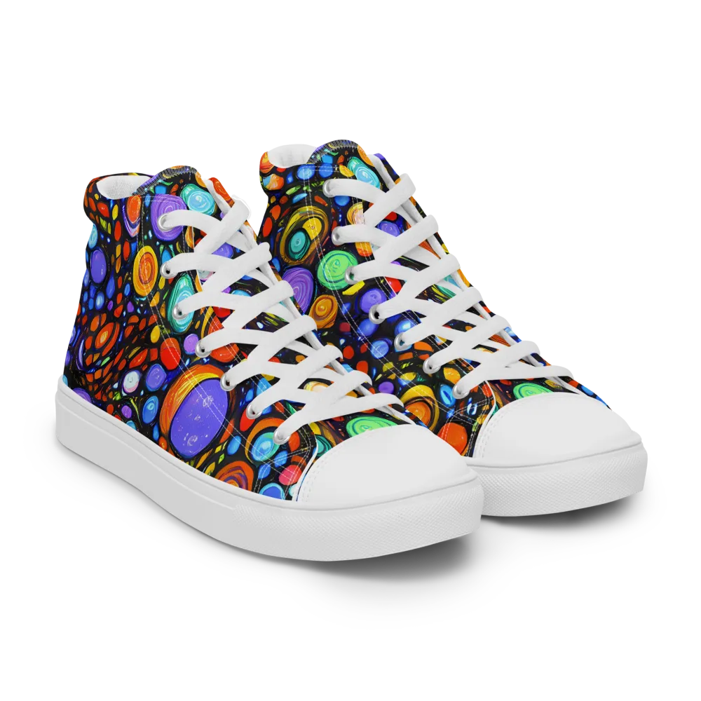 Psychedelic Constellation on Men's High Top Canvas Shoes — Right Front