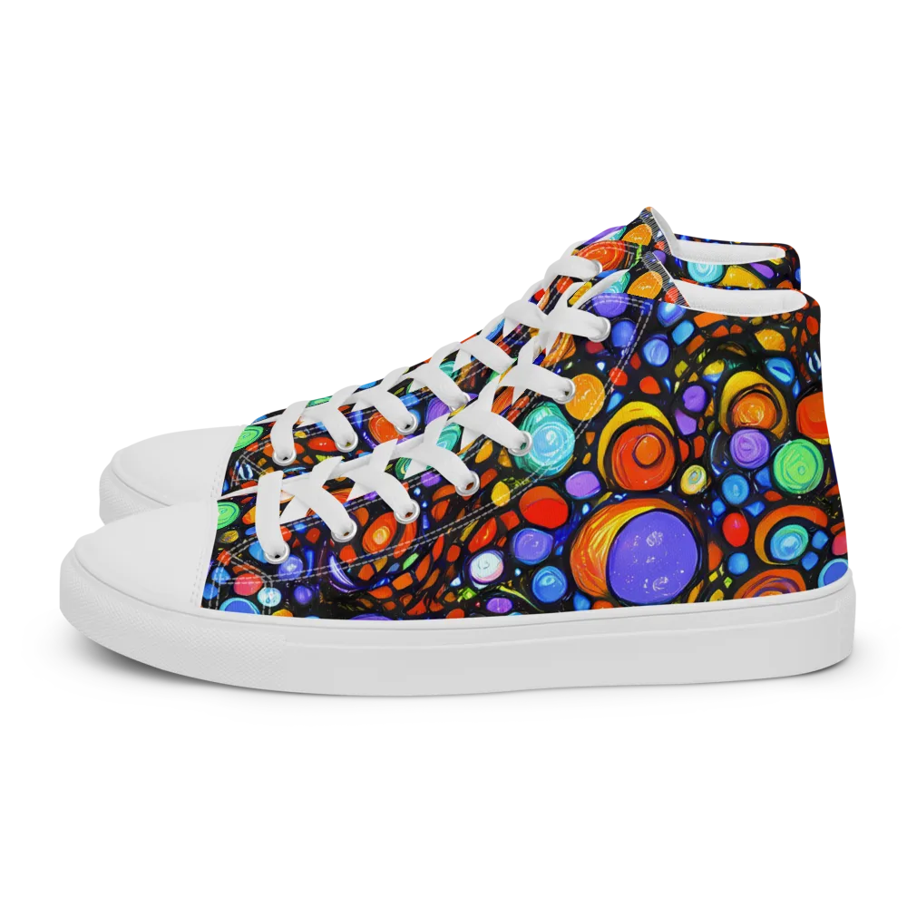 Psychedelic Constellation on Men's High Top Canvas Shoes — Left