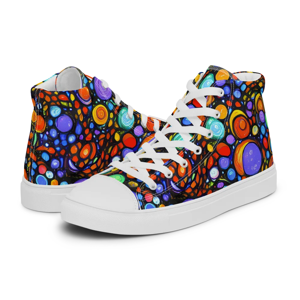 Psychedelic Constellation on Men's High Top Canvas Shoes — Left