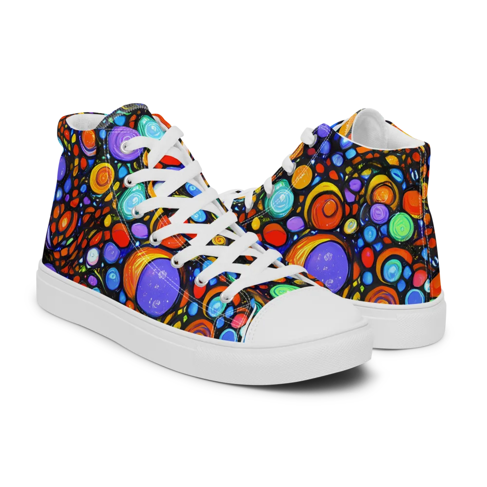 Psychedelic Constellation on Men's High Top Canvas Shoes — Right