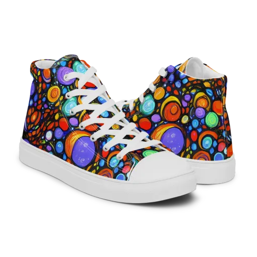 Psychedelic Constellation on a Men's High Top Canvas Shoes
