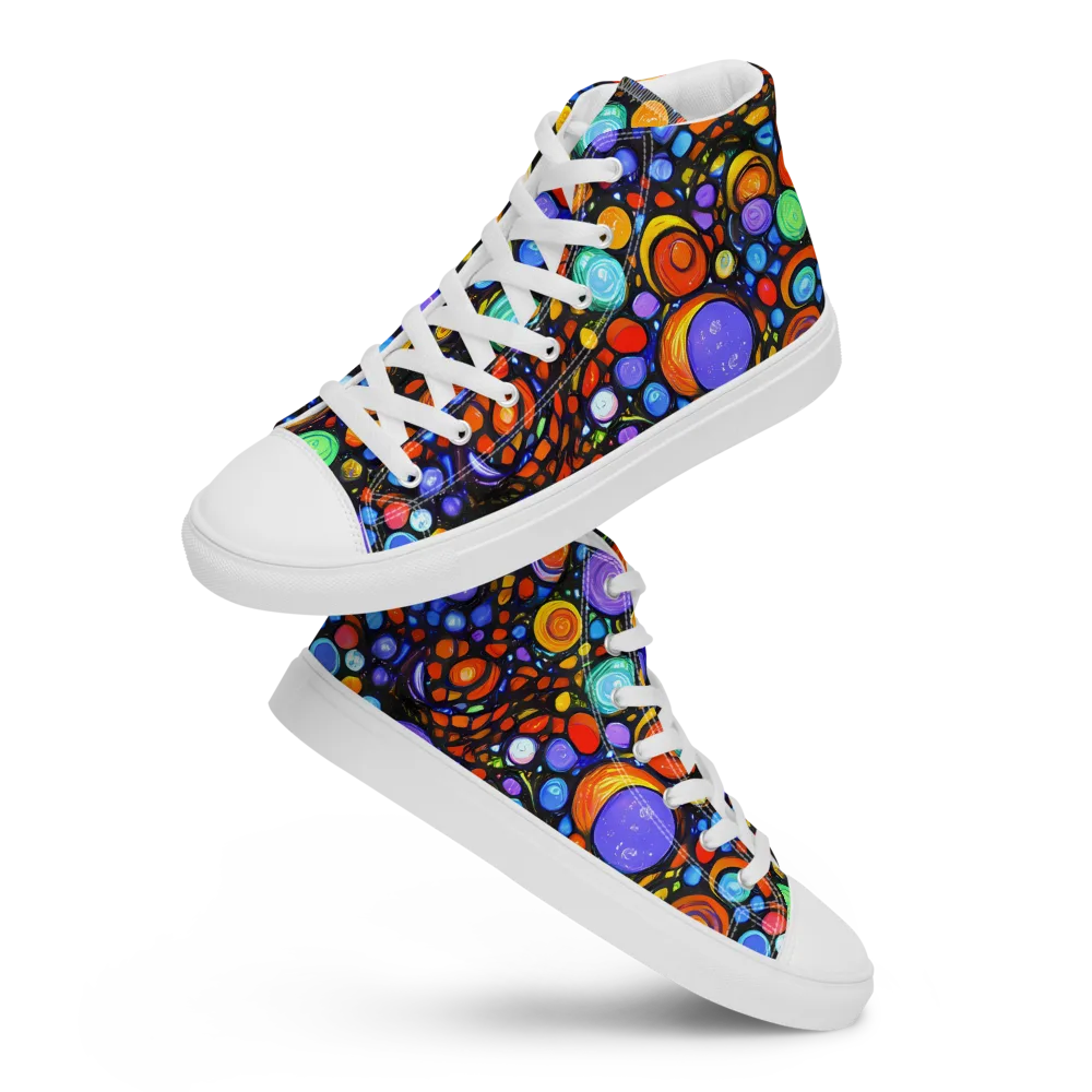 Psychedelic Constellation on Men's High Top Canvas Shoes — Front