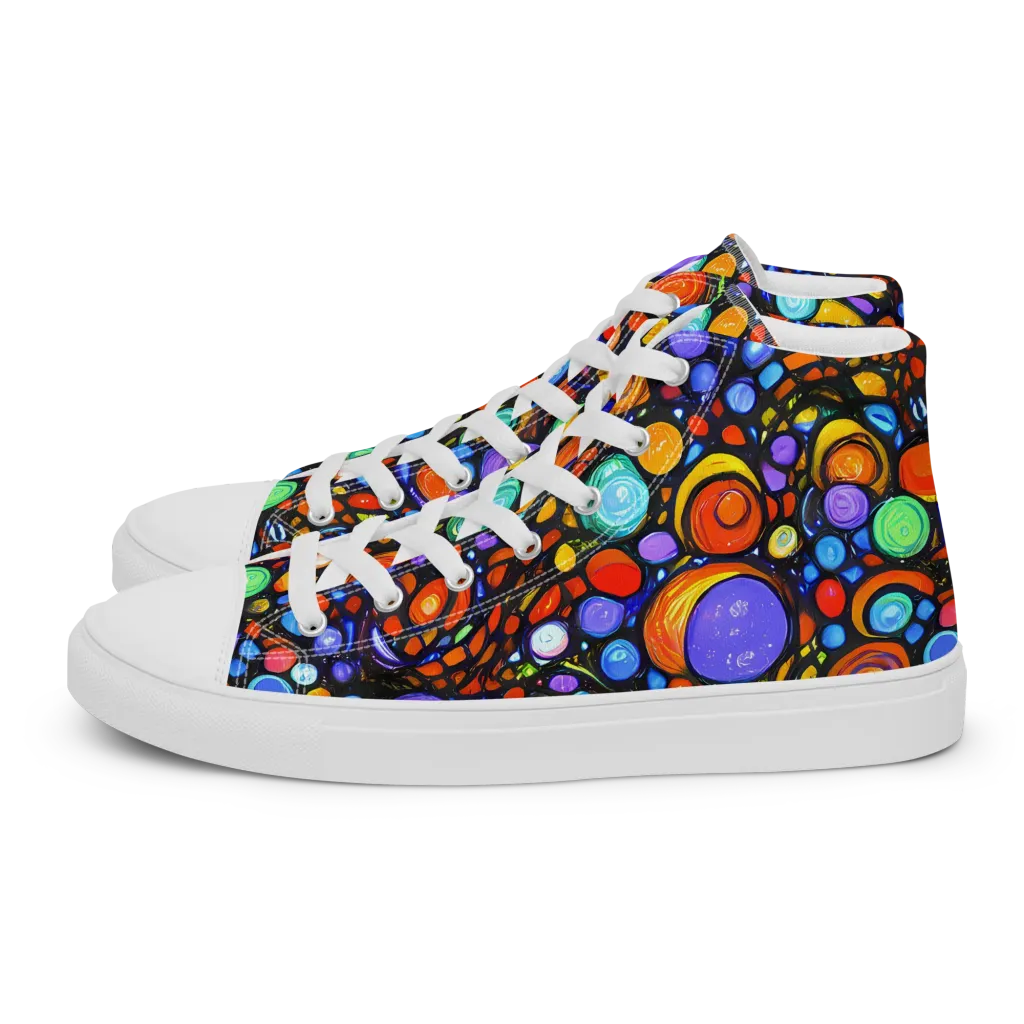 Psychedelic Constellation on Women's High Top Canvas Shoes — Left