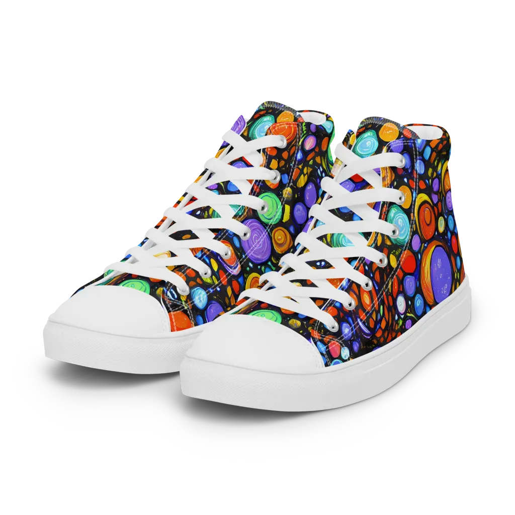 Psychedelic Constellation on Women's High Top Canvas Shoes — Left Front