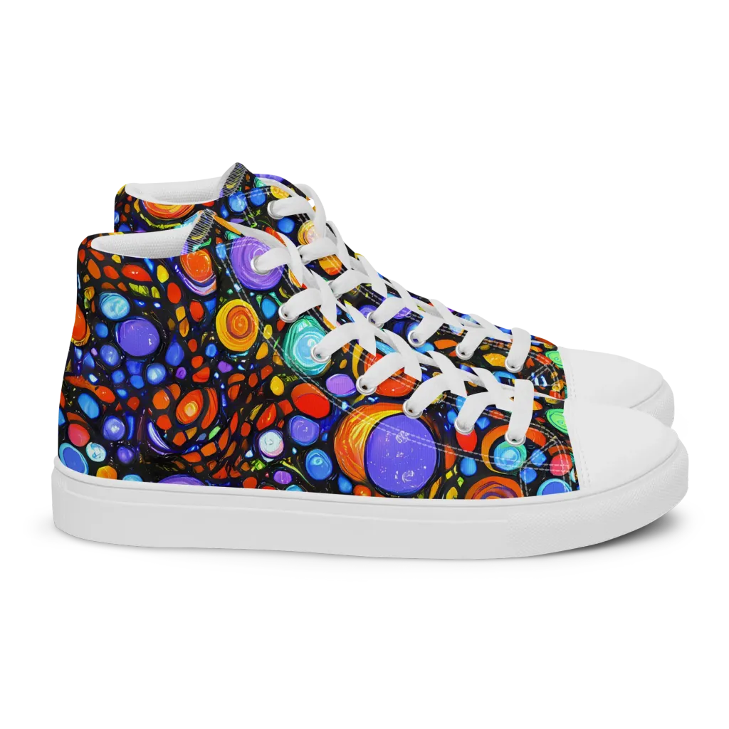 Psychedelic Constellation on Women's High Top Canvas Shoes — Right