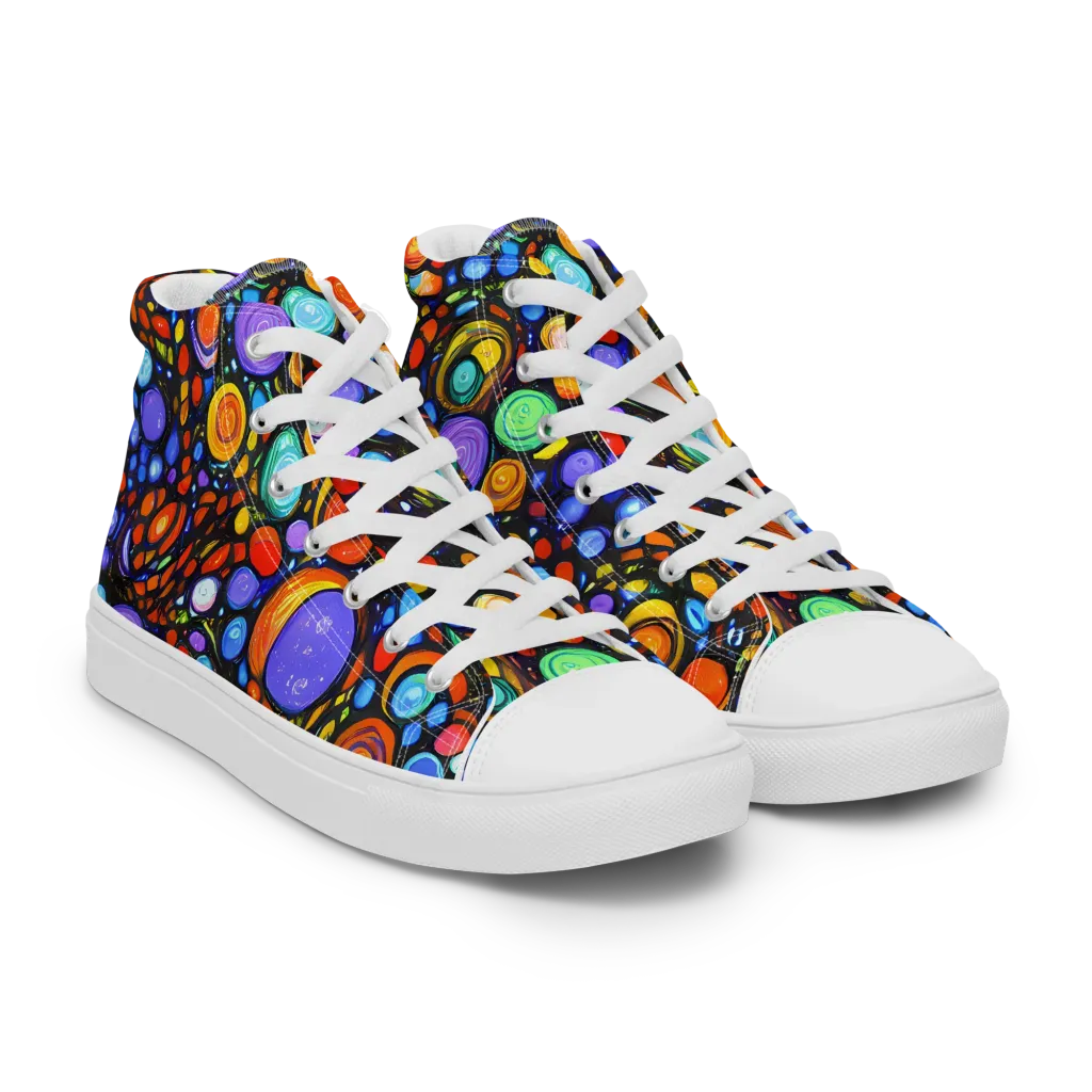 Psychedelic Constellation on Women's High Top Canvas Shoes — Right Front