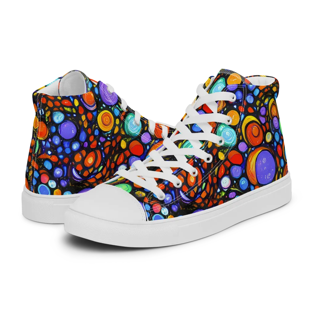 Psychedelic Constellation on Women's High Top Canvas Shoes — Left