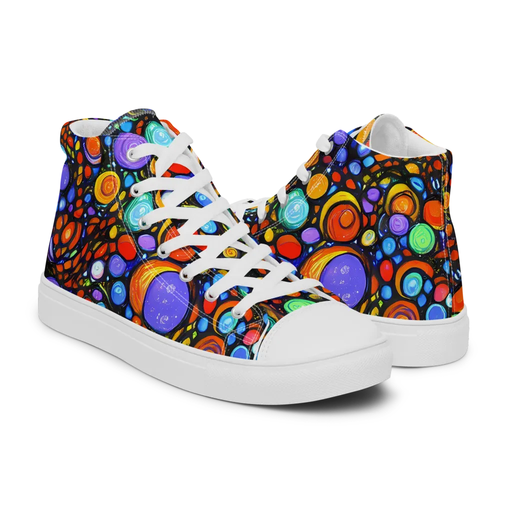 Psychedelic Constellation on Women's High Top Canvas Shoes — Right