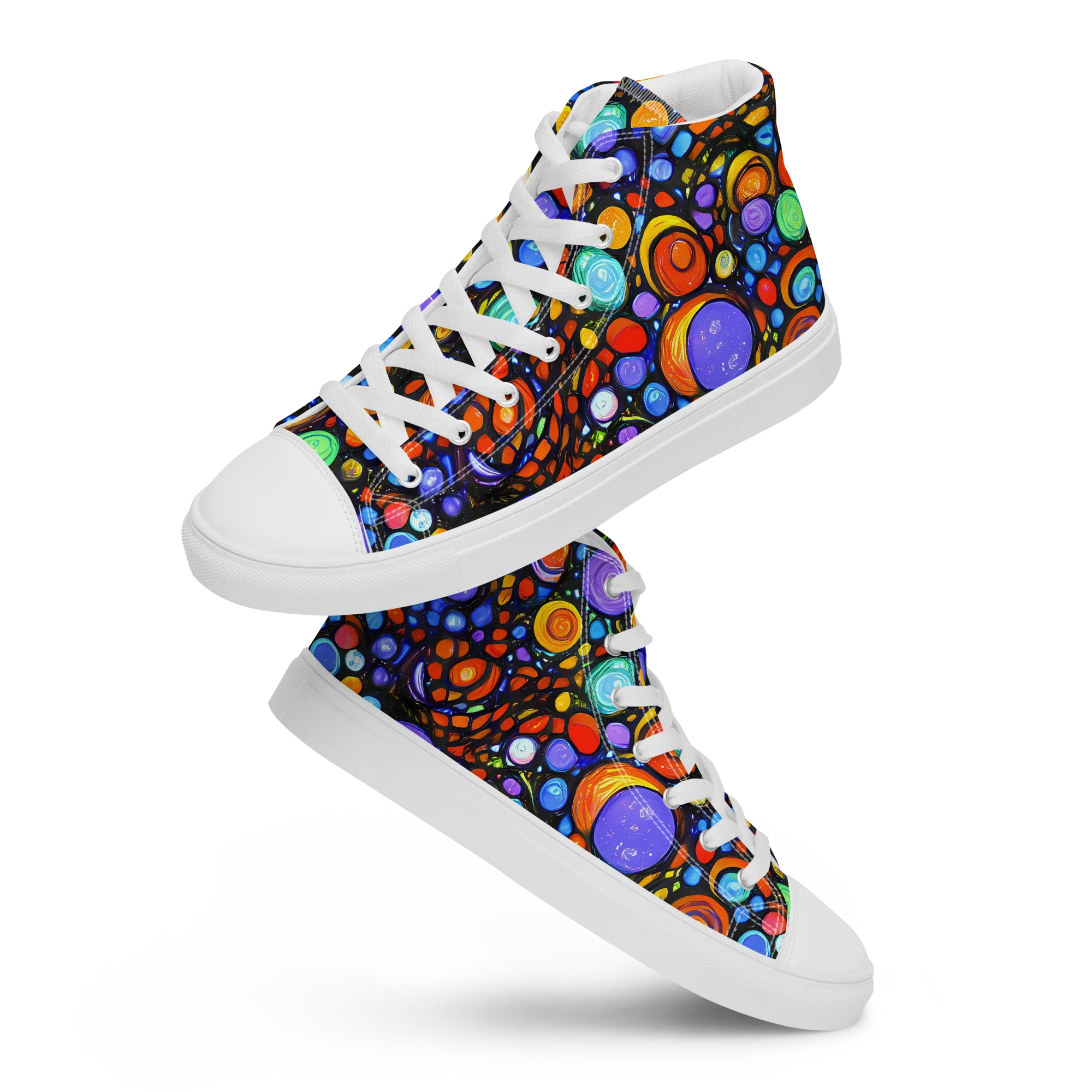 Psychedelic Constellation on Women's High Top Canvas Shoes — Front