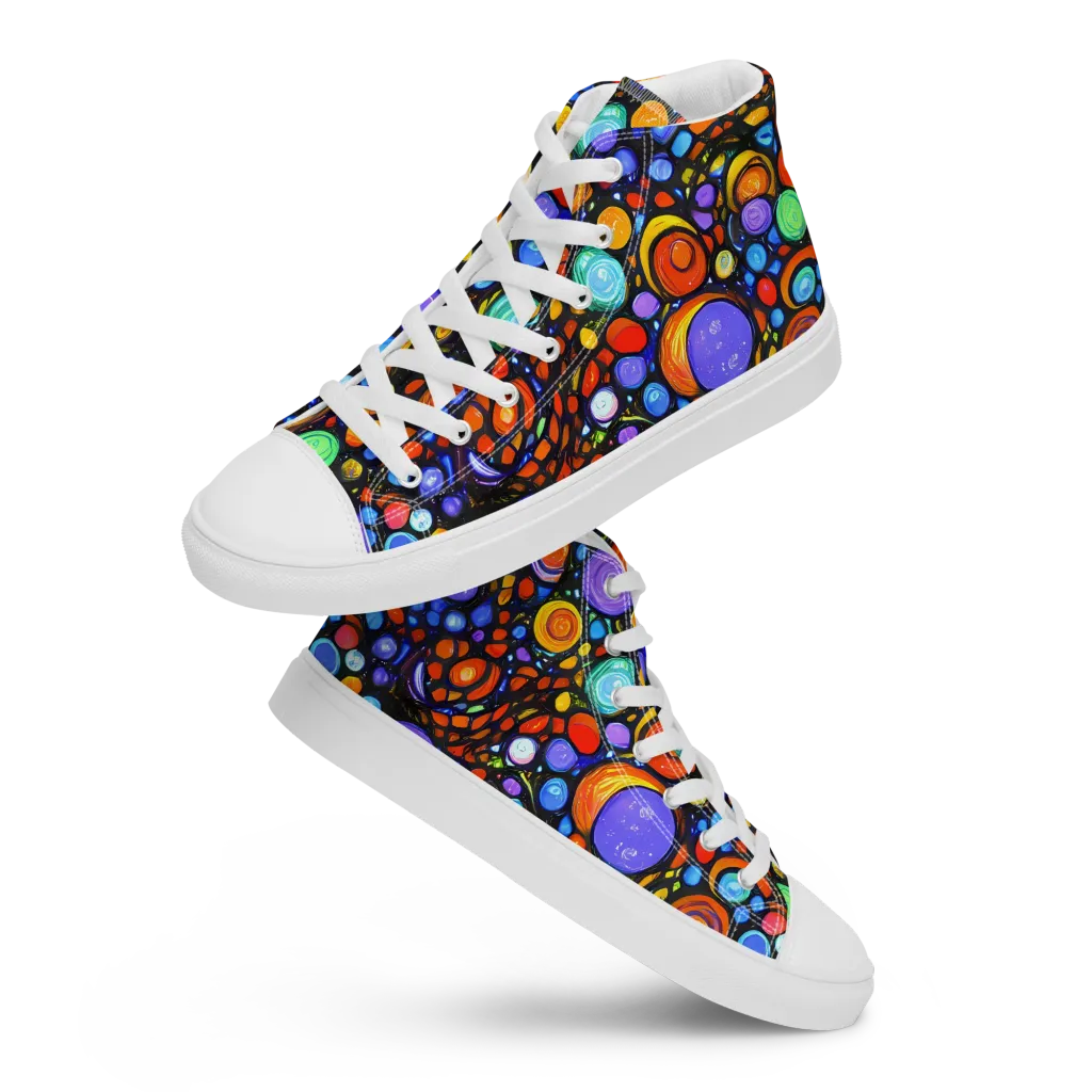 Psychedelic Constellation on Women's High Top Canvas Shoes — Front