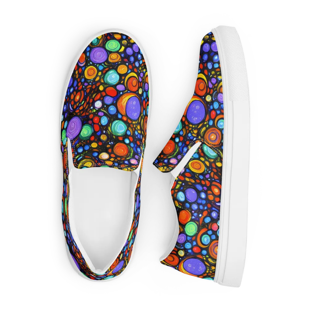 Psychedelic Constellation on Men's Slip-On Canvas Shoes — Front