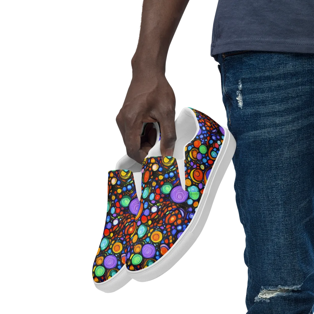 Psychedelic Constellation on Men's Slip-On Canvas Shoes — Left Front