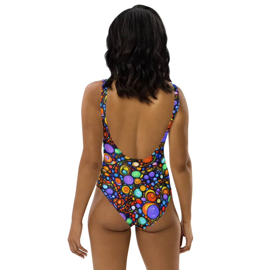 Psychedelic Constellation on One-Piece Swimsuit — Back