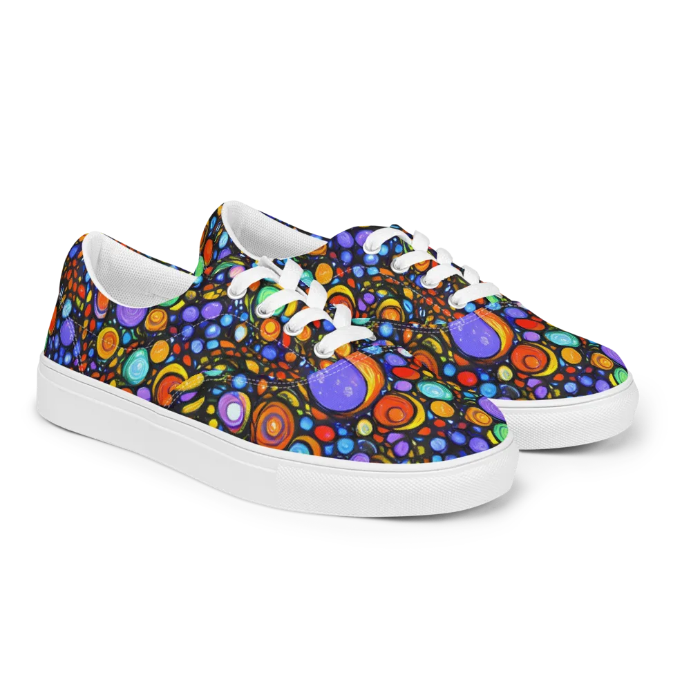 Psychedelic Constellation on Men's Lace-Up Canvas Shoes — Right Front
