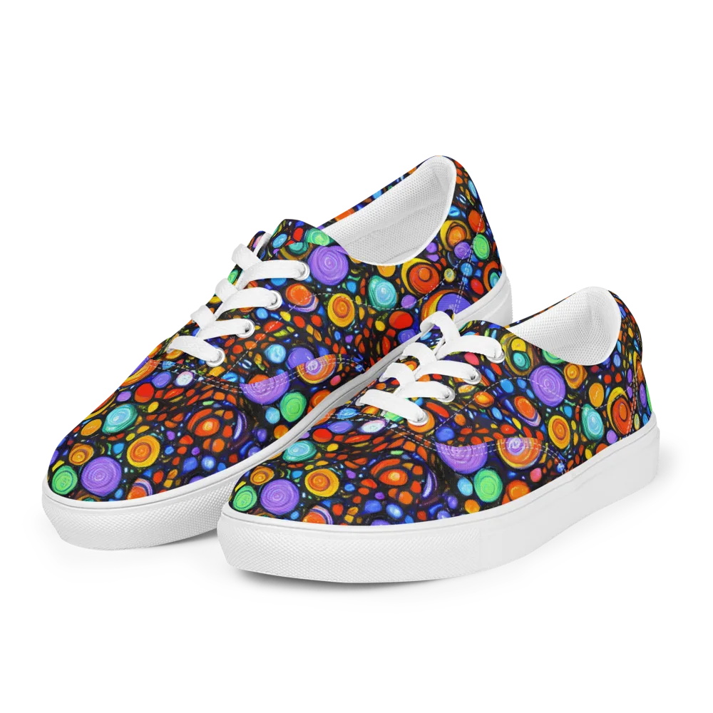 Psychedelic Constellation on Men's Lace-Up Canvas Shoes — Left Front