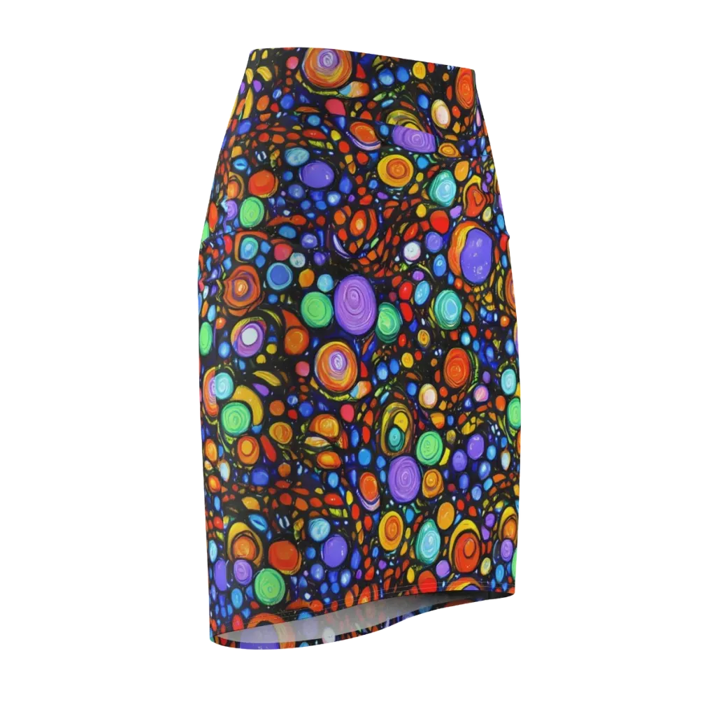 Psychedelic Constellation on Pencil Skirt — Front Side