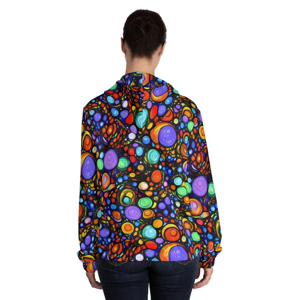 Psychedelic Constellation on Women's Full-Zip Hoodie — Back On Person