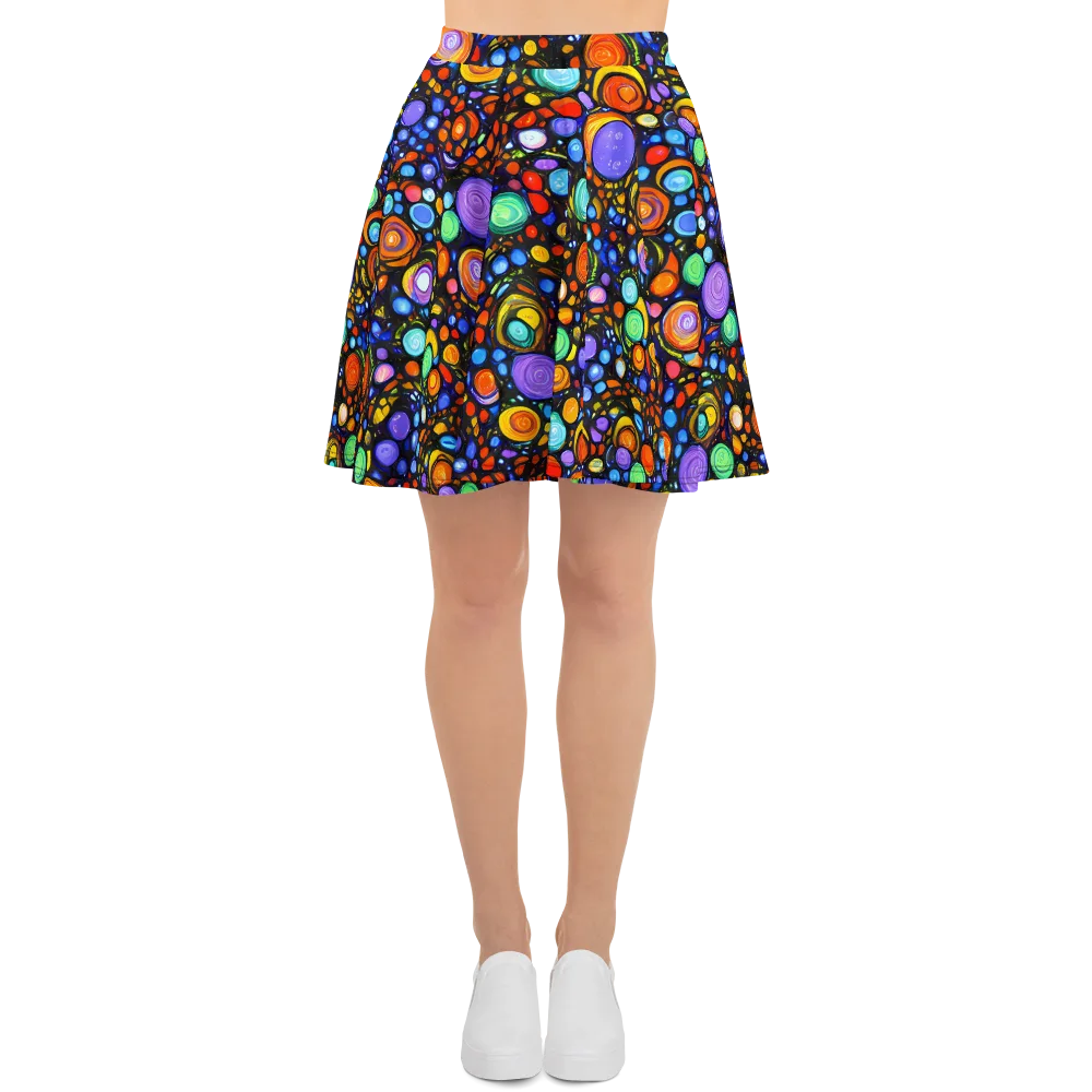 Psychedelic Constellation on Skater Skirt — Front