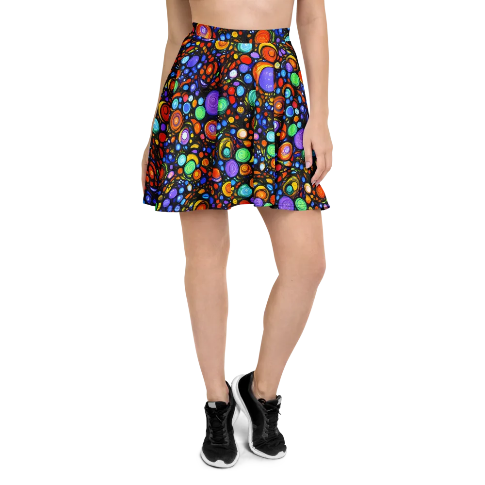 Psychedelic Constellation on Skater Skirt — Front