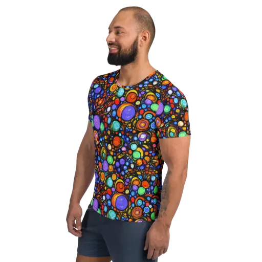 Psychedelic Constellation on a Men's Athletic T-Shirt