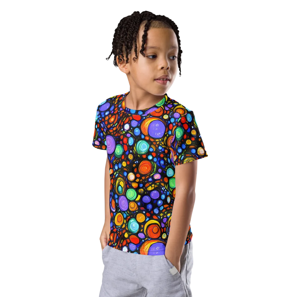 Psychedelic Constellation on Kids Crew Neck T-Shirt — Left Front