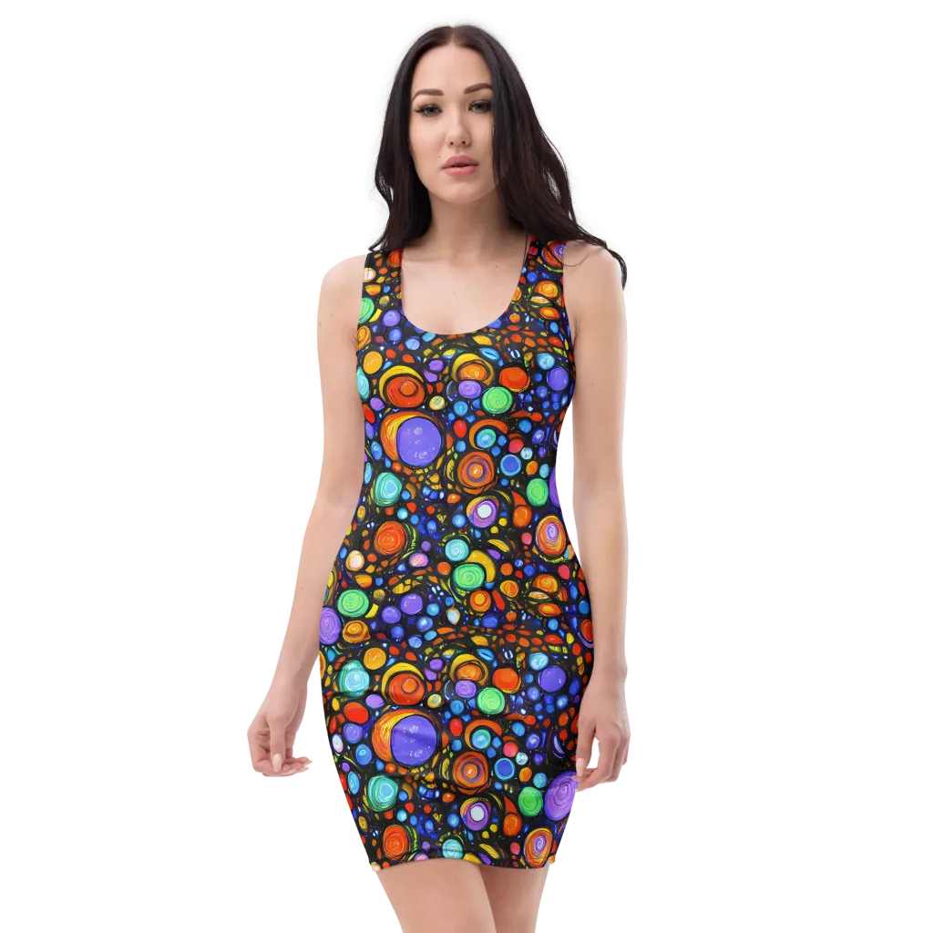 Psychedelic Constellation on Bodycon Dress — Front