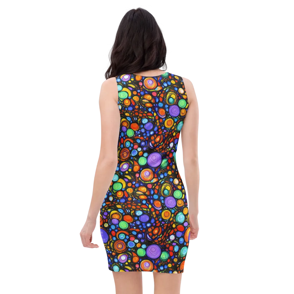 Psychedelic Constellation on Bodycon Dress — Back