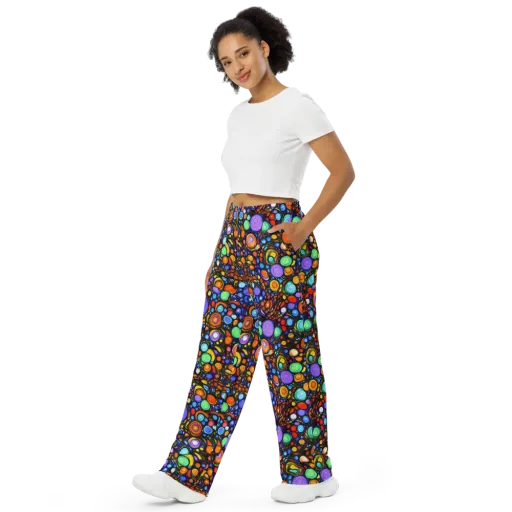 Psychedelic Constellation on a Wide-Leg Pants