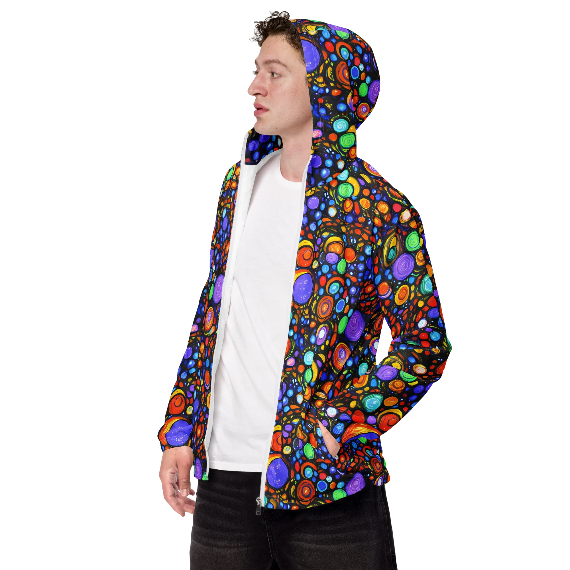 Psychedelic Constellation on Men's Windbreaker — Left Front