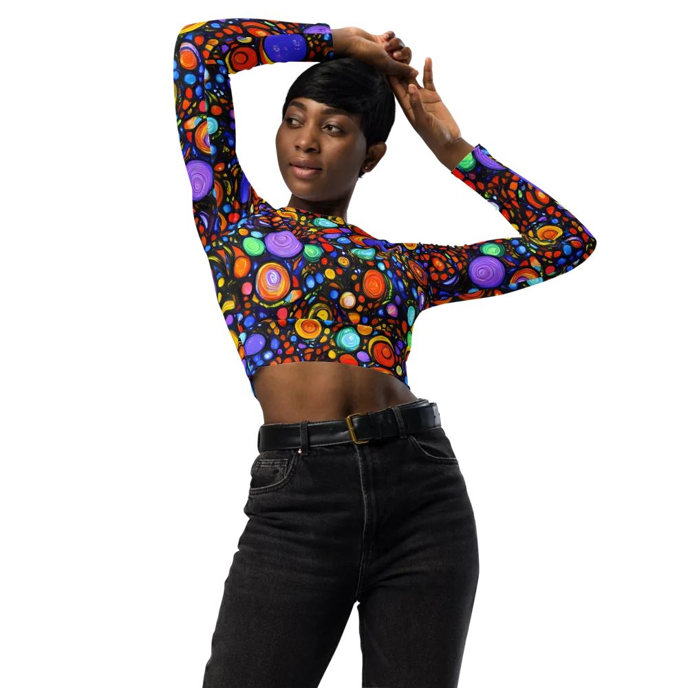 Psychedelic Constellation on Long Sleeve Crop Top — Front
