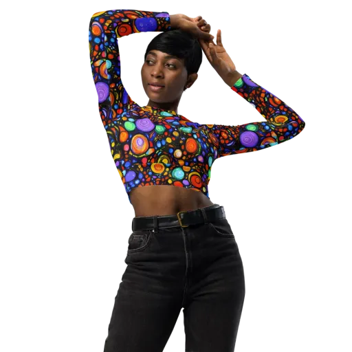 Psychedelic Constellation on a Long Sleeve Crop Top