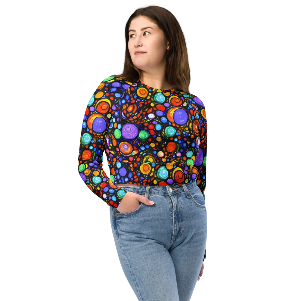 Psychedelic Constellation on Long Sleeve Crop Top — Front