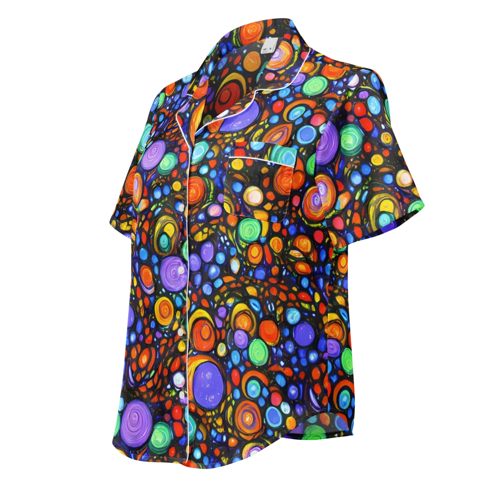 Psychedelic Constellation on Women's Short Sleeve Pajama Top — Left Front