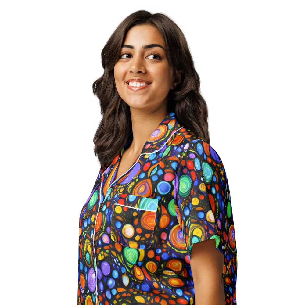 Psychedelic Constellation on Women's Short Sleeve Pajama Top — Left Front