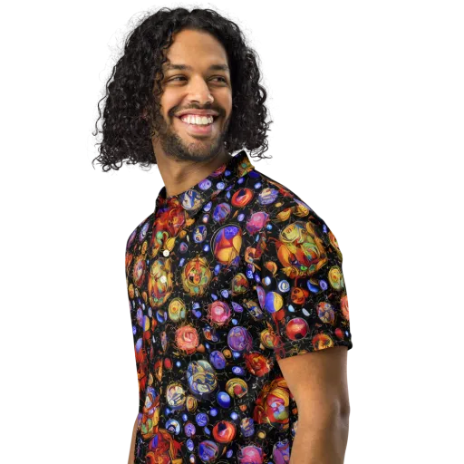 Infinite Orbs on a Men's Slim Fit Polo Shirt