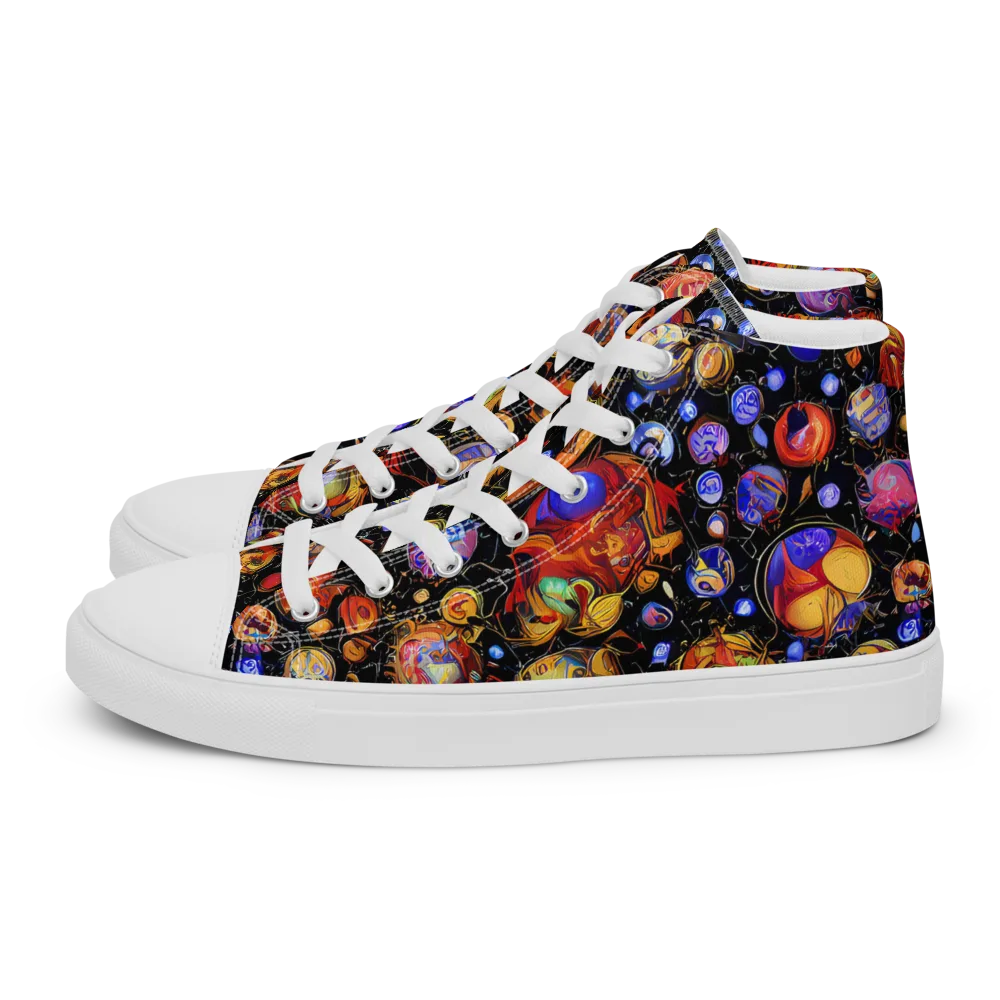 Infinite Orbs on Men's High Top Canvas Shoes — Left