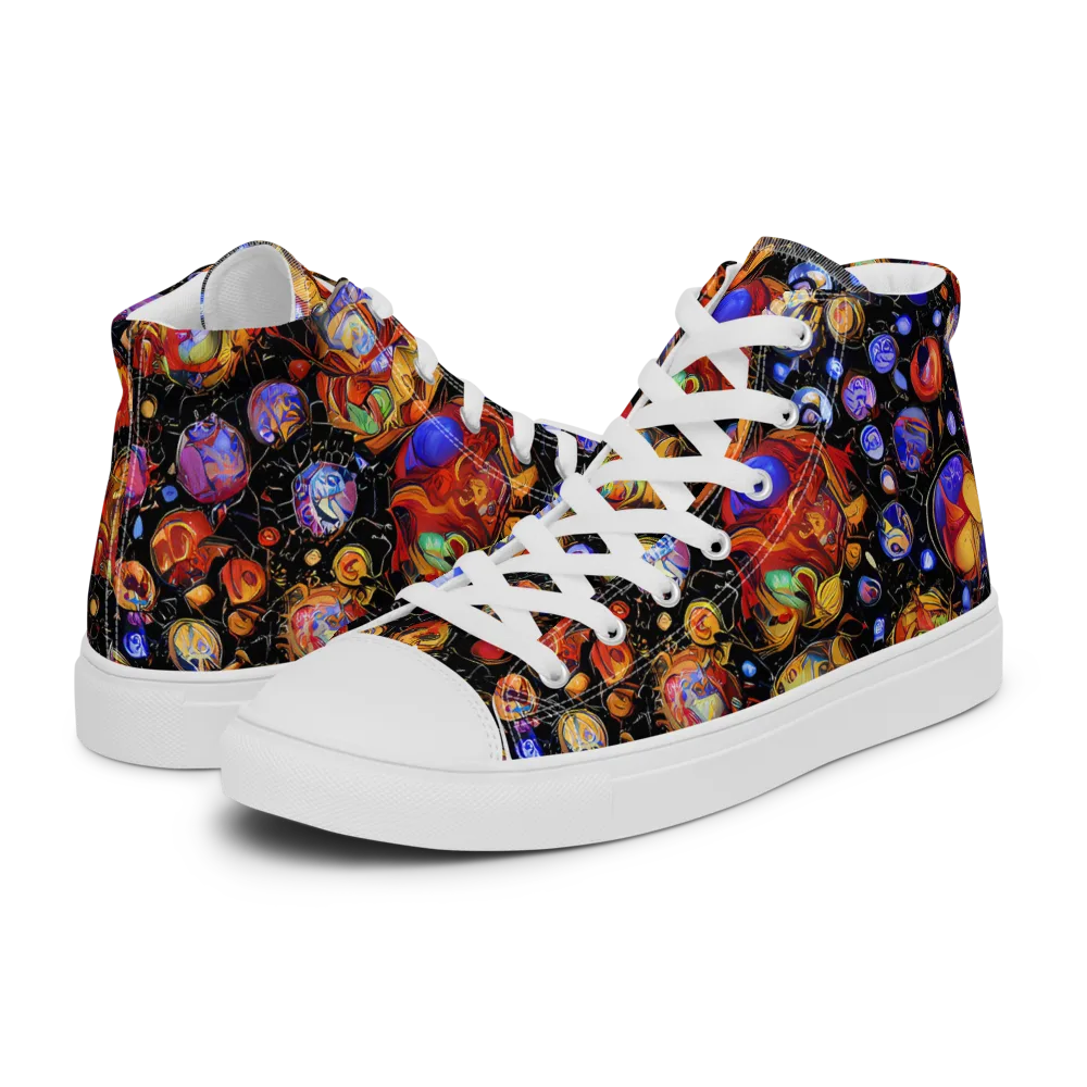 Infinite Orbs on Men's High Top Canvas Shoes — Left